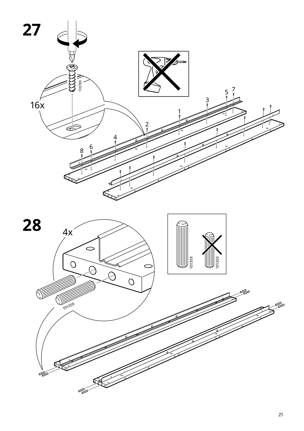 Assembly instructions for IKEA Slaekt bed frame with storage white | Page 21 - IKEA SLÄKT bed frame w/storage+slatted bedbase 292.919.56