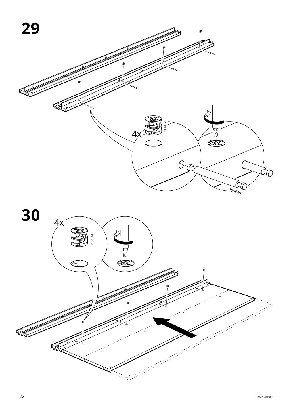 Assembly instructions for IKEA Slaekt bed frame with storage white | Page 22 - IKEA SLÄKT bed frame w/storage+slatted bedbase 292.919.56