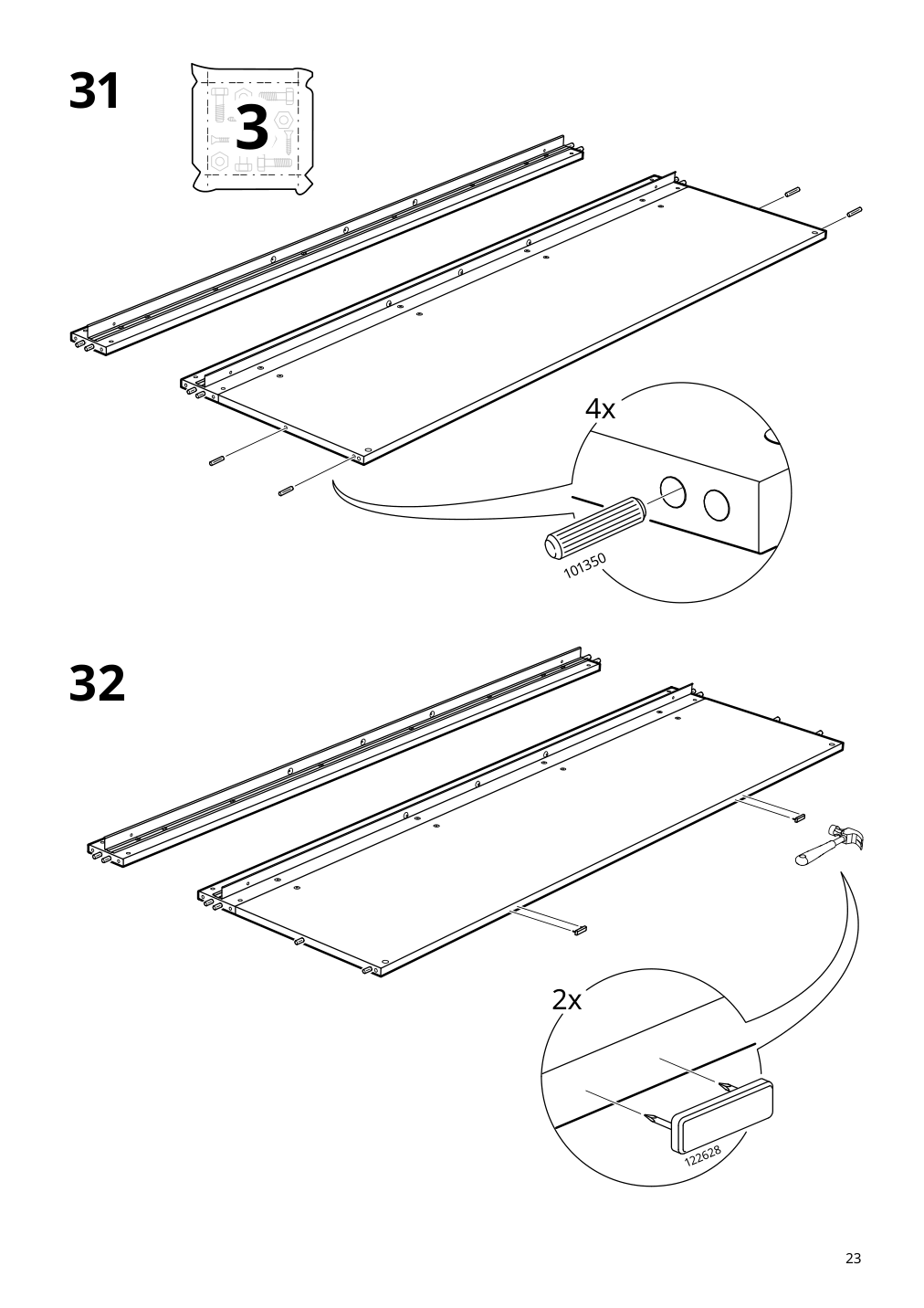 Assembly instructions for IKEA Slaekt bed frame with storage white | Page 23 - IKEA SLÄKT bed frame w/storage+slatted bedbase 292.919.56