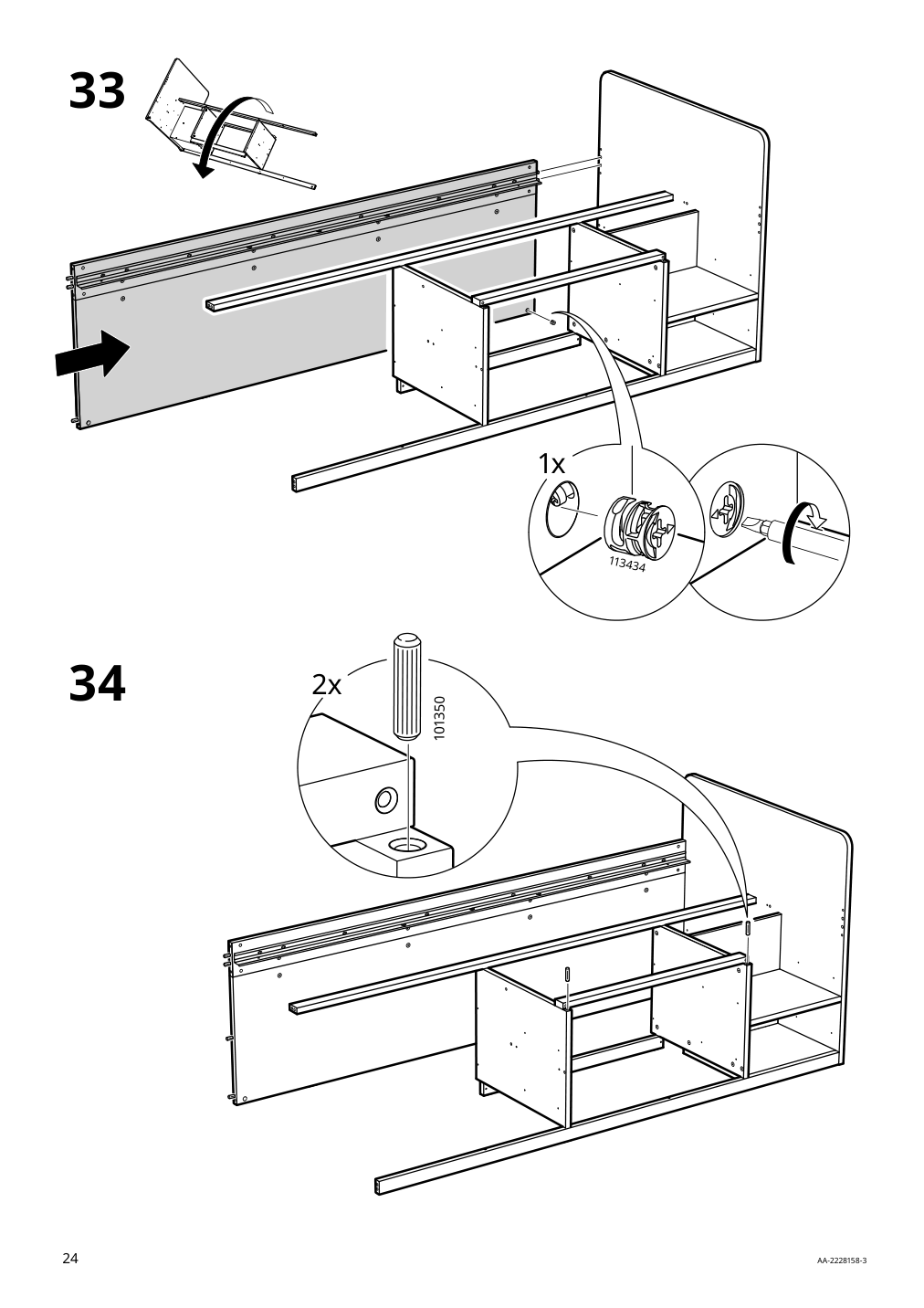 Assembly instructions for IKEA Slaekt bed frame with storage white | Page 24 - IKEA SLÄKT bed frame w/storage+slatted bedbase 292.919.56