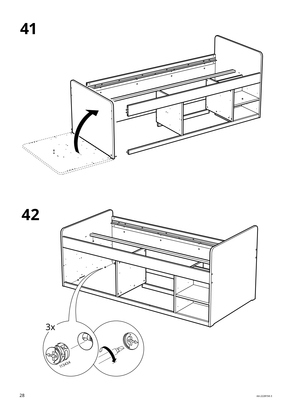 Assembly instructions for IKEA Slaekt bed frame with storage white | Page 28 - IKEA SLÄKT bed frame w/storage+slatted bedbase 292.919.56