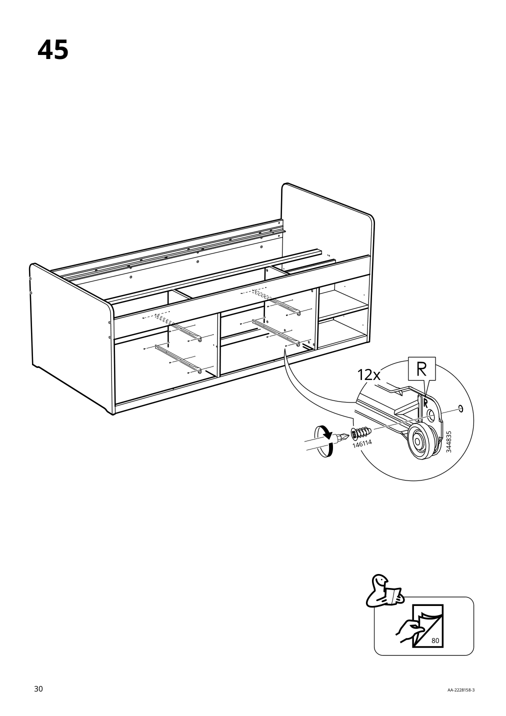 Assembly instructions for IKEA Slaekt bed frame with storage white | Page 30 - IKEA SLÄKT bed frame w/storage+slatted bedbase 292.919.56