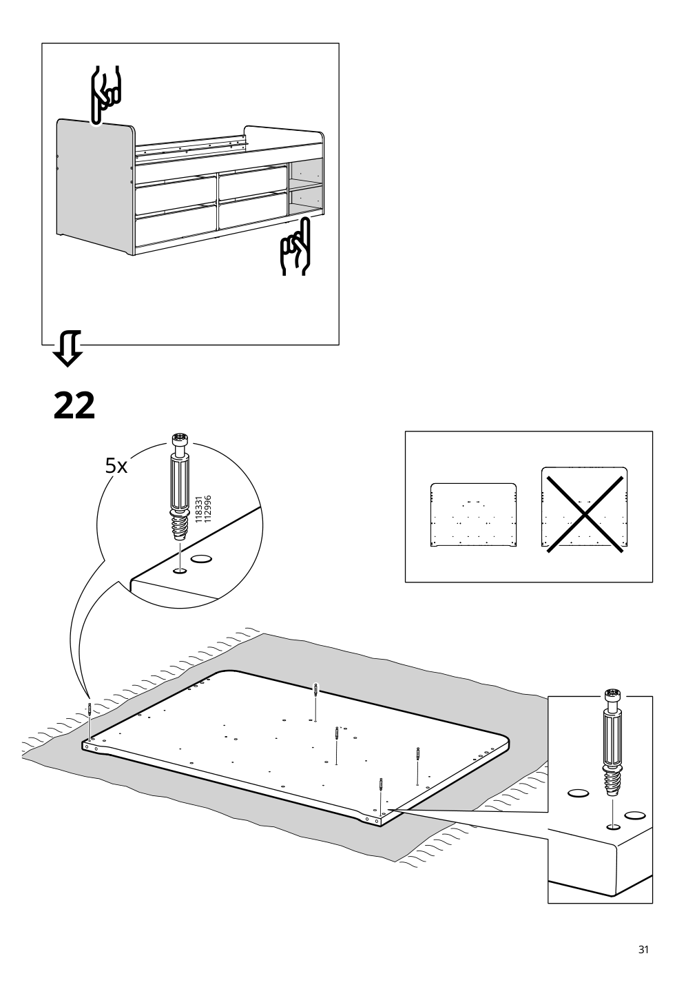 Assembly instructions for IKEA Slaekt bed frame with storage white | Page 31 - IKEA SLÄKT bed frame w/storage+slatted bedbase 292.919.56