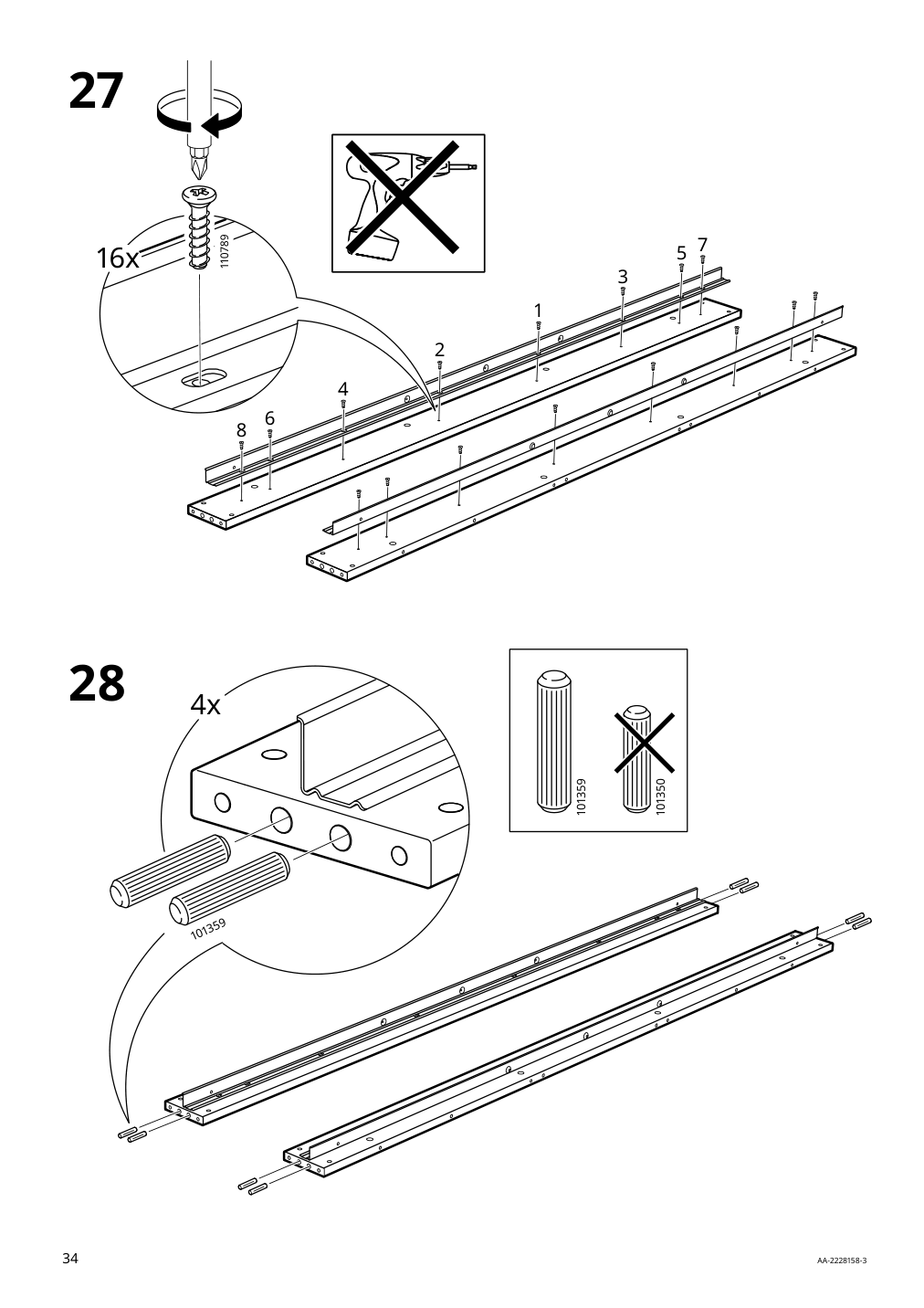 Assembly instructions for IKEA Slaekt bed frame with storage white | Page 34 - IKEA SLÄKT bed frame w/storage+slatted bedbase 292.919.56