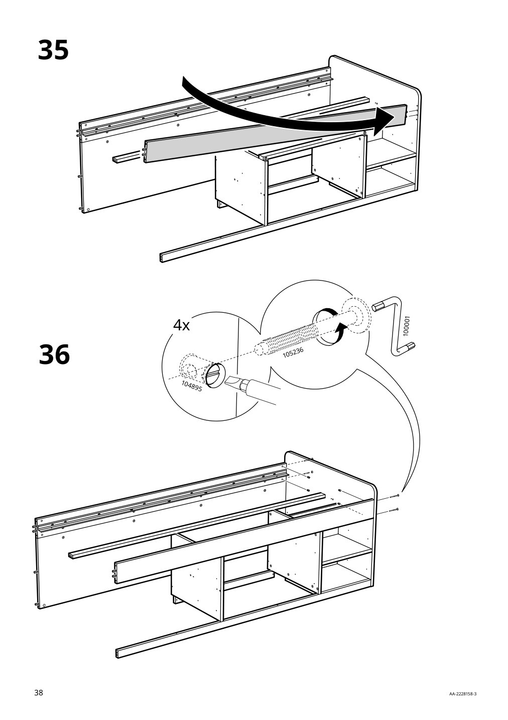 Assembly instructions for IKEA Slaekt bed frame with storage white | Page 38 - IKEA SLÄKT bed frame w/storage+slatted bedbase 292.919.56