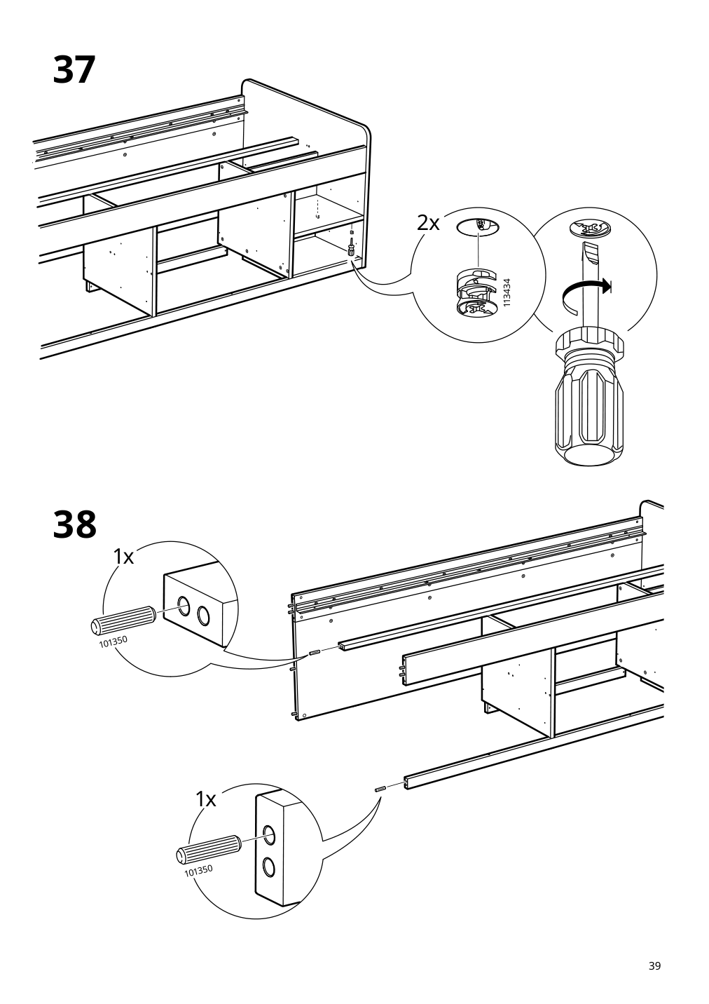 Assembly instructions for IKEA Slaekt bed frame with storage white | Page 39 - IKEA SLÄKT bed frame w/storage+slatted bedbase 292.919.56