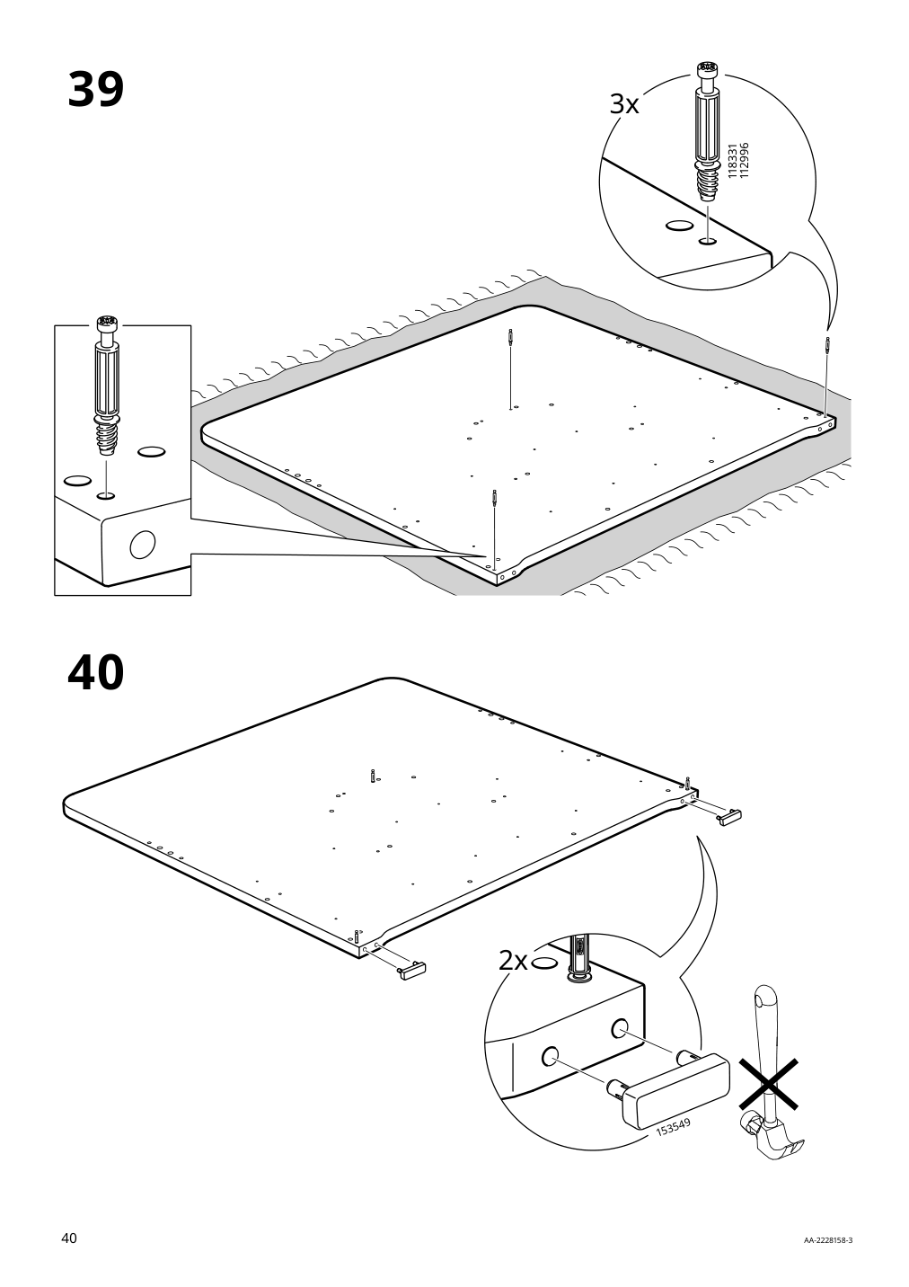 Assembly instructions for IKEA Slaekt bed frame with storage white | Page 40 - IKEA SLÄKT bed frame w/storage+slatted bedbase 292.919.56