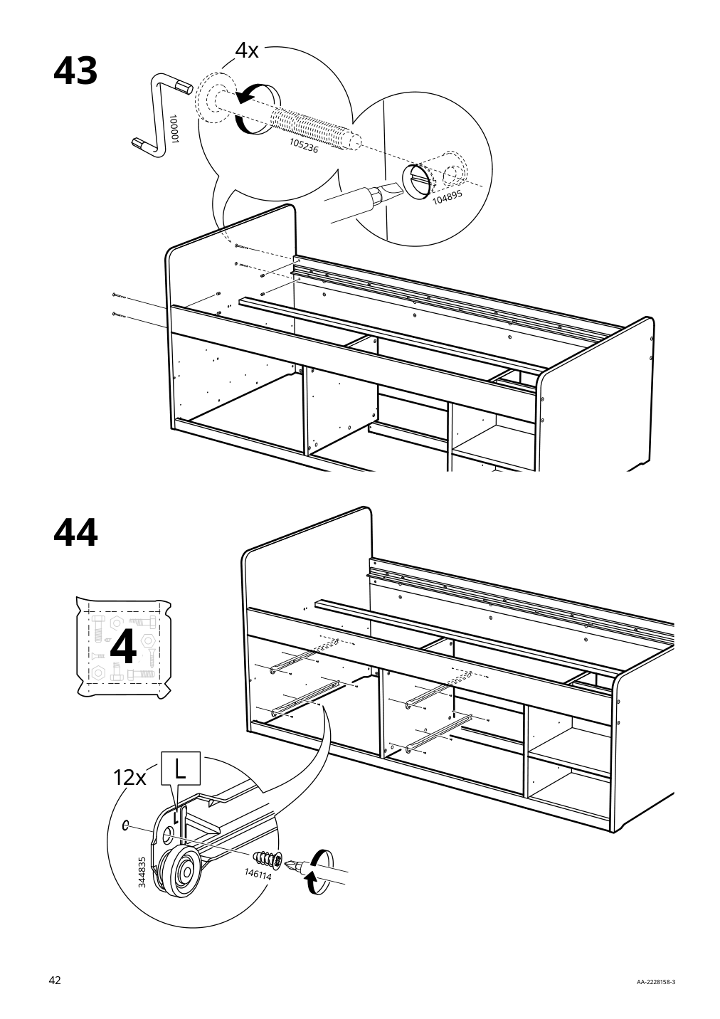 Assembly instructions for IKEA Slaekt bed frame with storage white | Page 42 - IKEA SLÄKT bed frame w/storage+slatted bedbase 292.919.56