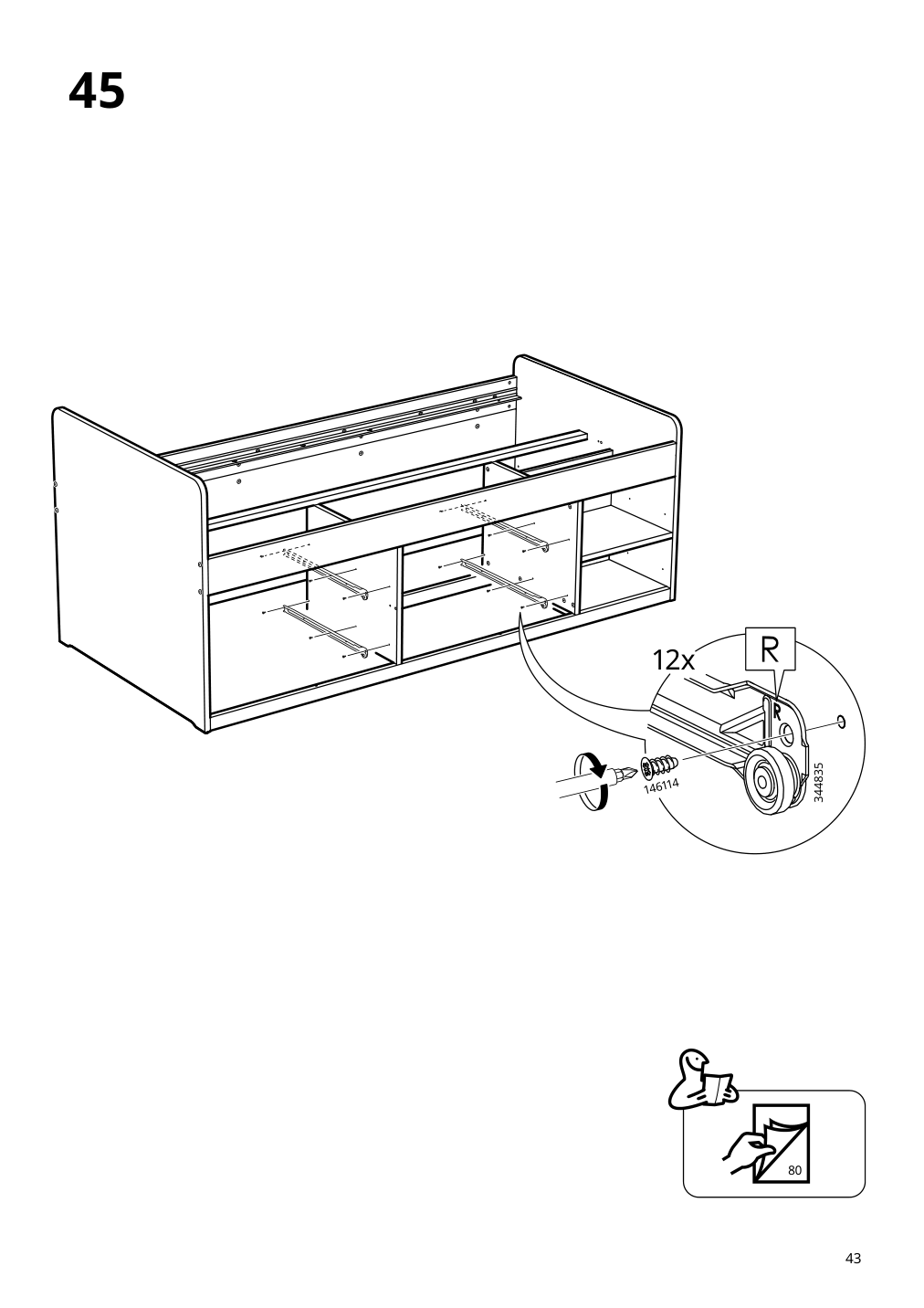 Assembly instructions for IKEA Slaekt bed frame with storage white | Page 43 - IKEA SLÄKT bed frame w/storage+slatted bedbase 292.919.56