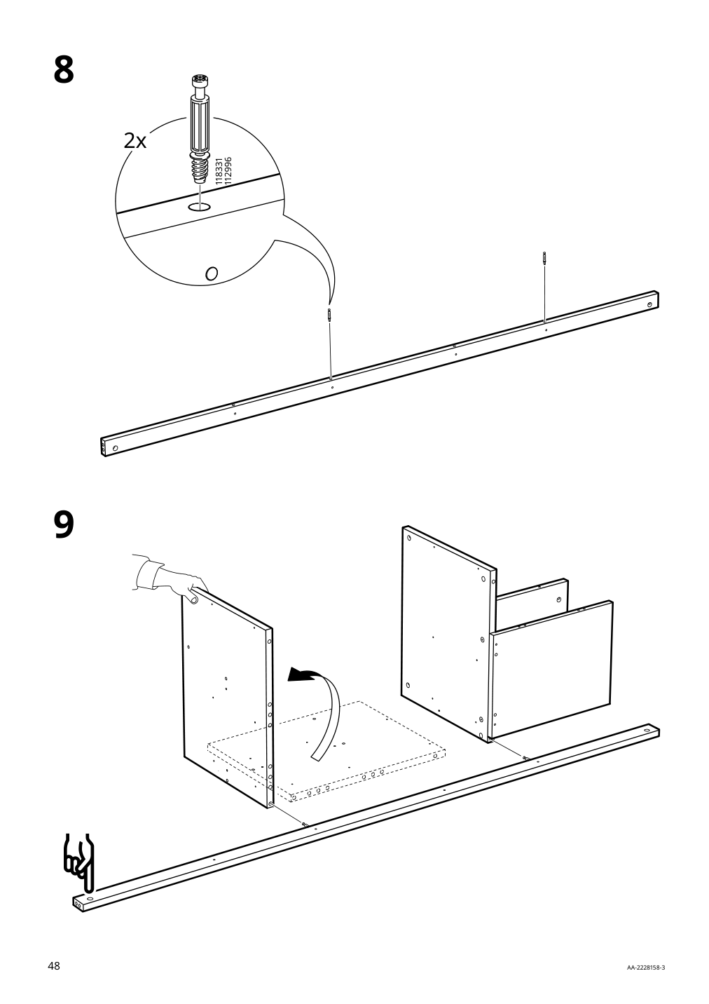 Assembly instructions for IKEA Slaekt bed frame with storage white | Page 48 - IKEA SLÄKT bed frame w/storage+slatted bedbase 292.919.56