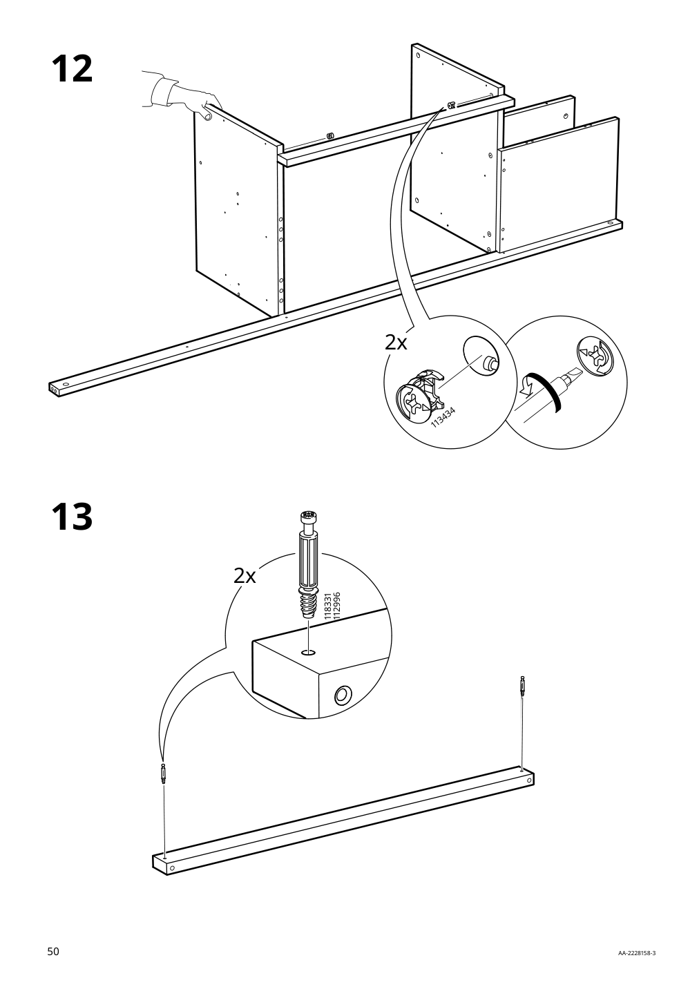 Assembly instructions for IKEA Slaekt bed frame with storage white | Page 50 - IKEA SLÄKT bed frame w/storage+slatted bedbase 292.919.56