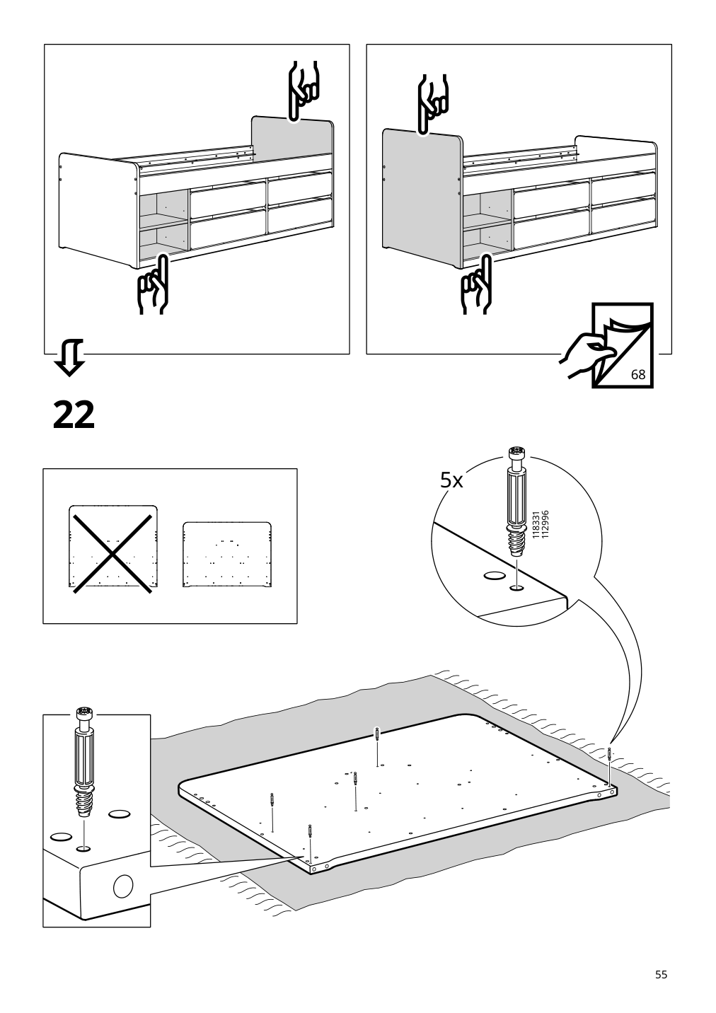 Assembly instructions for IKEA Slaekt bed frame with storage white | Page 55 - IKEA SLÄKT bed frame w/storage+slatted bedbase 292.919.56