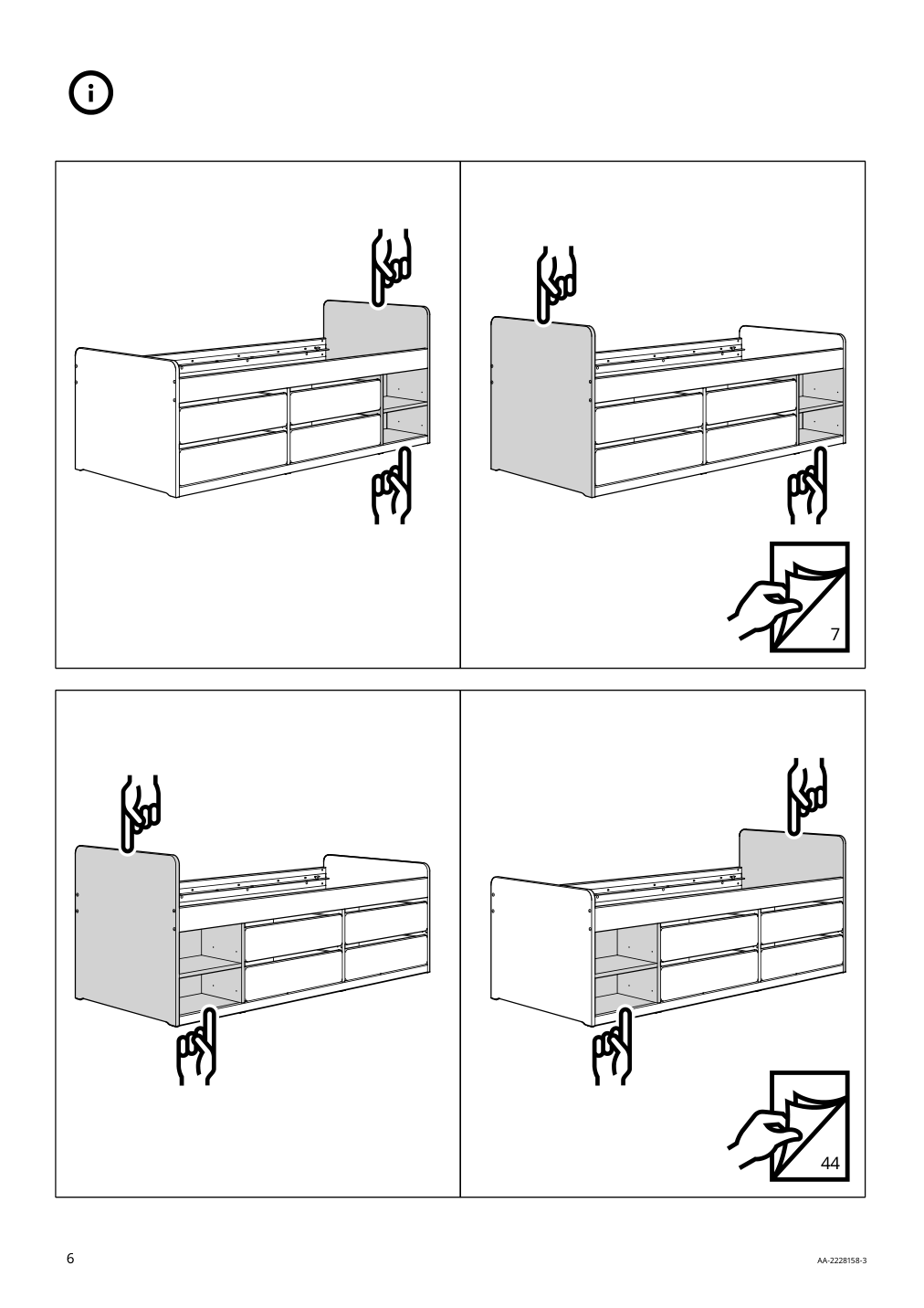 Assembly instructions for IKEA Slaekt bed frame with storage white | Page 6 - IKEA SLÄKT bed frame w/storage+slatted bedbase 292.919.56