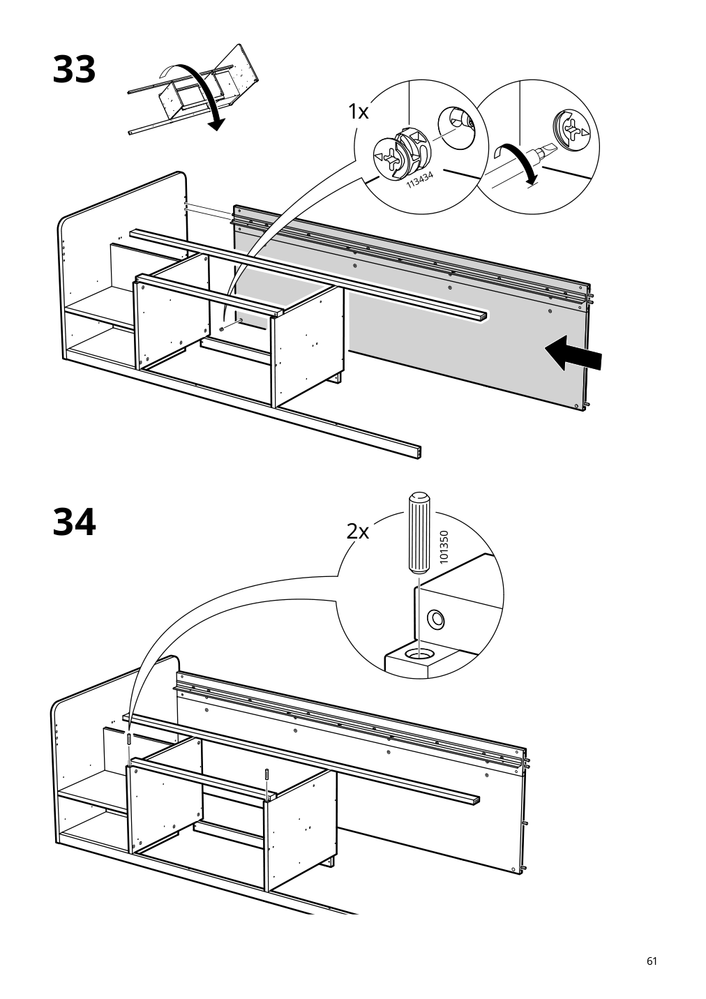 Assembly instructions for IKEA Slaekt bed frame with storage white | Page 61 - IKEA SLÄKT bed frame w/storage+slatted bedbase 292.919.56