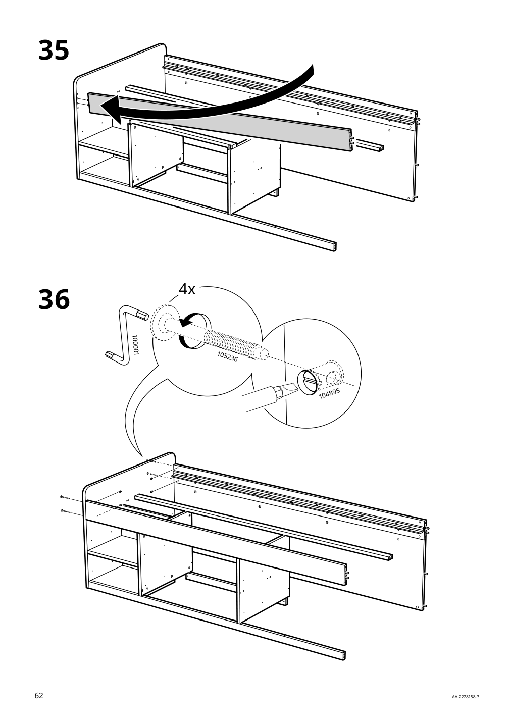 Assembly instructions for IKEA Slaekt bed frame with storage white | Page 62 - IKEA SLÄKT bed frame w/storage+slatted bedbase 292.919.56