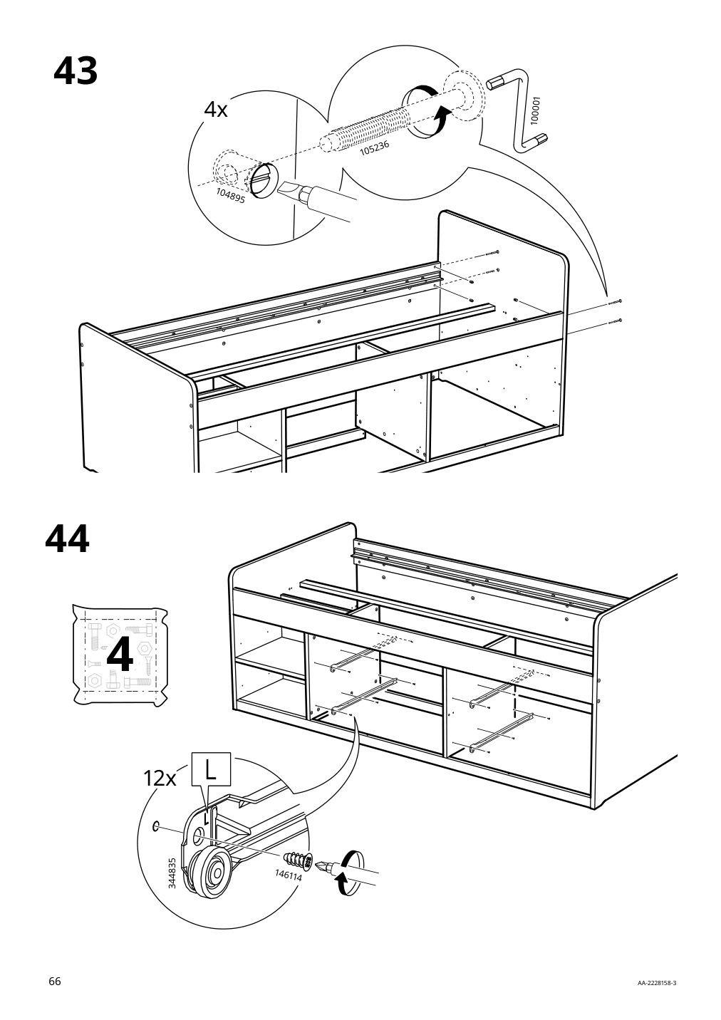 Assembly instructions for IKEA Slaekt bed frame with storage white | Page 66 - IKEA SLÄKT bed frame w/storage+slatted bedbase 292.919.56