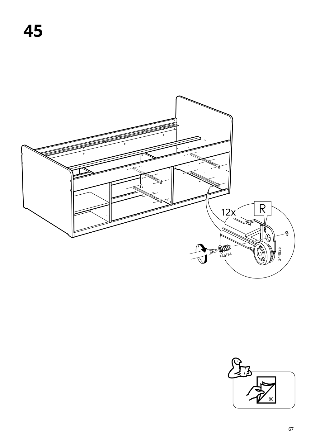 Assembly instructions for IKEA Slaekt bed frame with storage white | Page 67 - IKEA SLÄKT bed frame w/storage+slatted bedbase 292.919.56