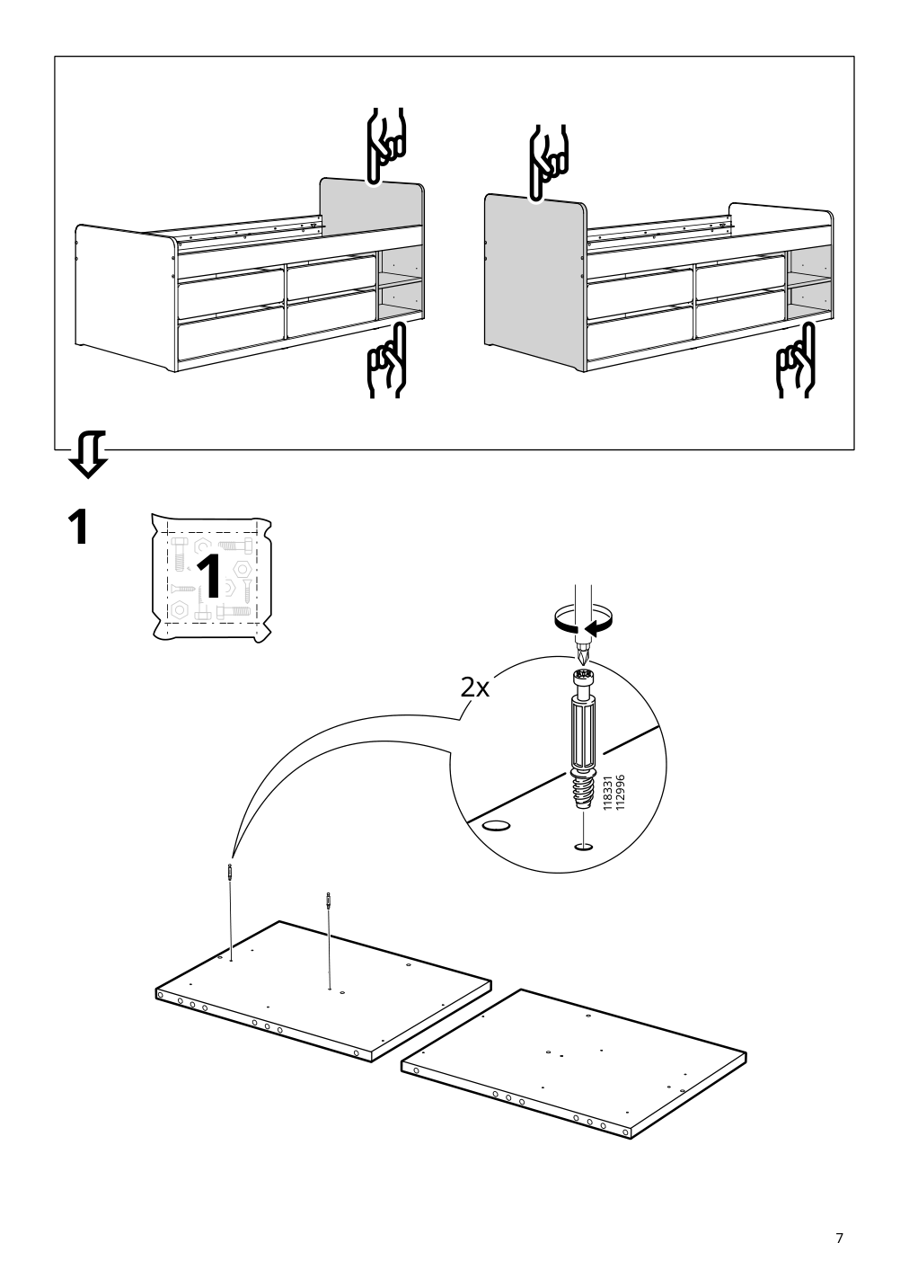 Assembly instructions for IKEA Slaekt bed frame with storage white | Page 7 - IKEA SLÄKT bed frame w/storage+slatted bedbase 292.919.56