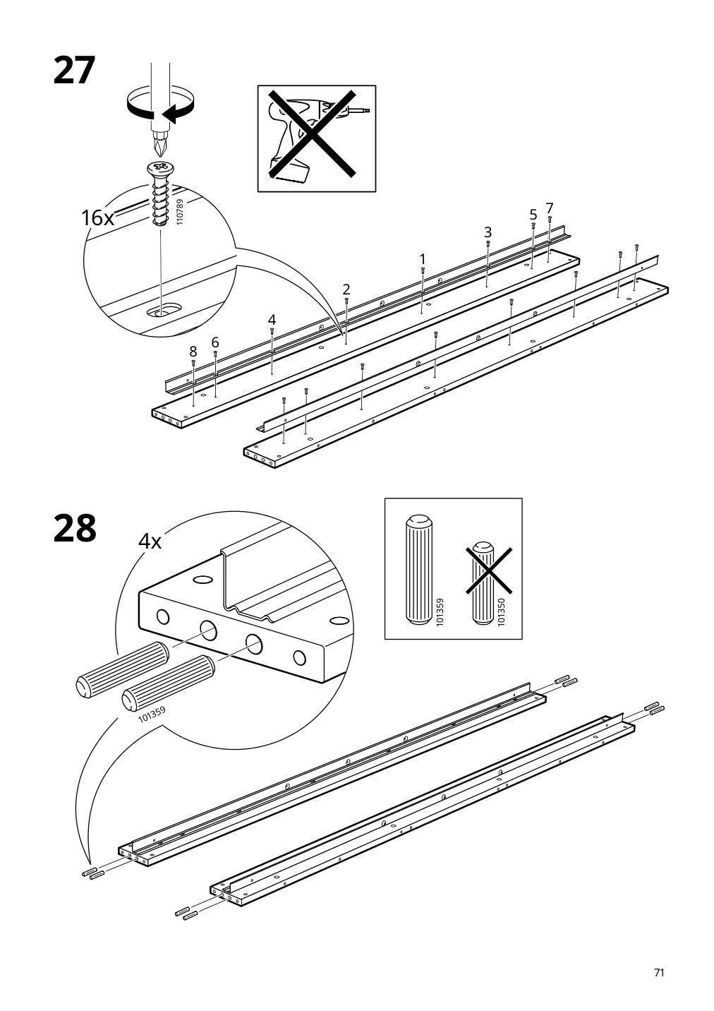 Assembly instructions for IKEA Slaekt bed frame with storage white | Page 71 - IKEA SLÄKT bed frame w/storage+slatted bedbase 292.919.56