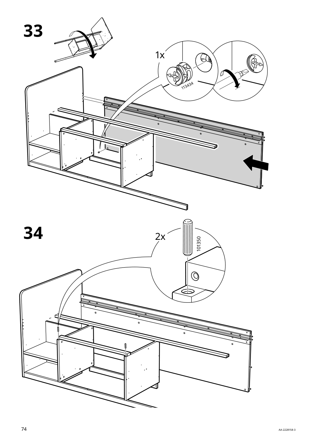 Assembly instructions for IKEA Slaekt bed frame with storage white | Page 74 - IKEA SLÄKT bed frame w/storage+slatted bedbase 292.919.56