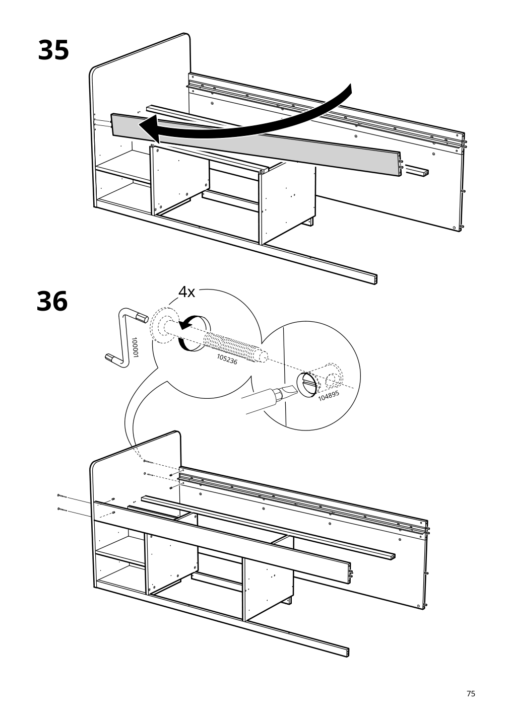 Assembly instructions for IKEA Slaekt bed frame with storage white | Page 75 - IKEA SLÄKT bed frame w/storage+slatted bedbase 292.919.56