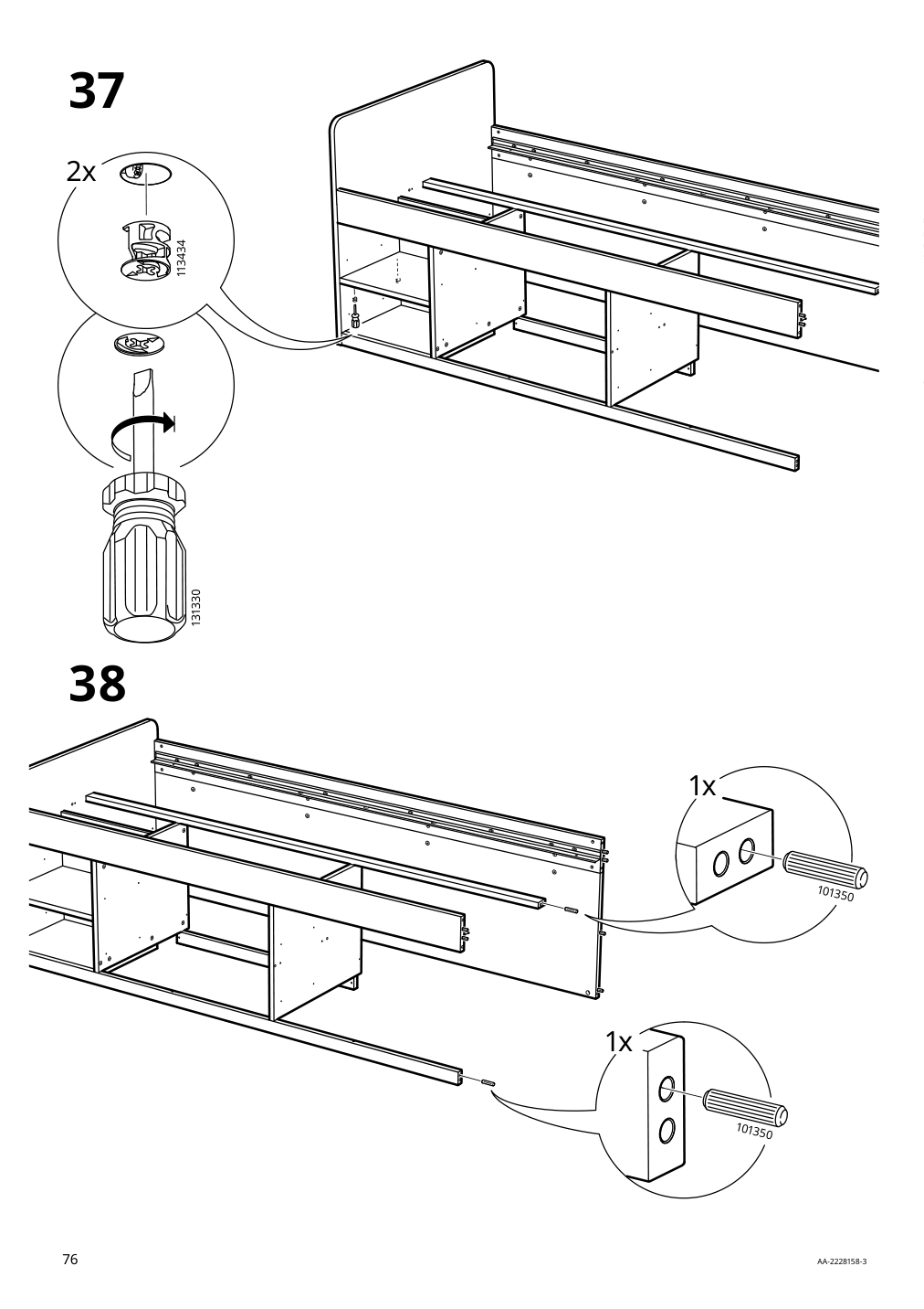 Assembly instructions for IKEA Slaekt bed frame with storage white | Page 76 - IKEA SLÄKT bed frame w/storage+slatted bedbase 292.919.56