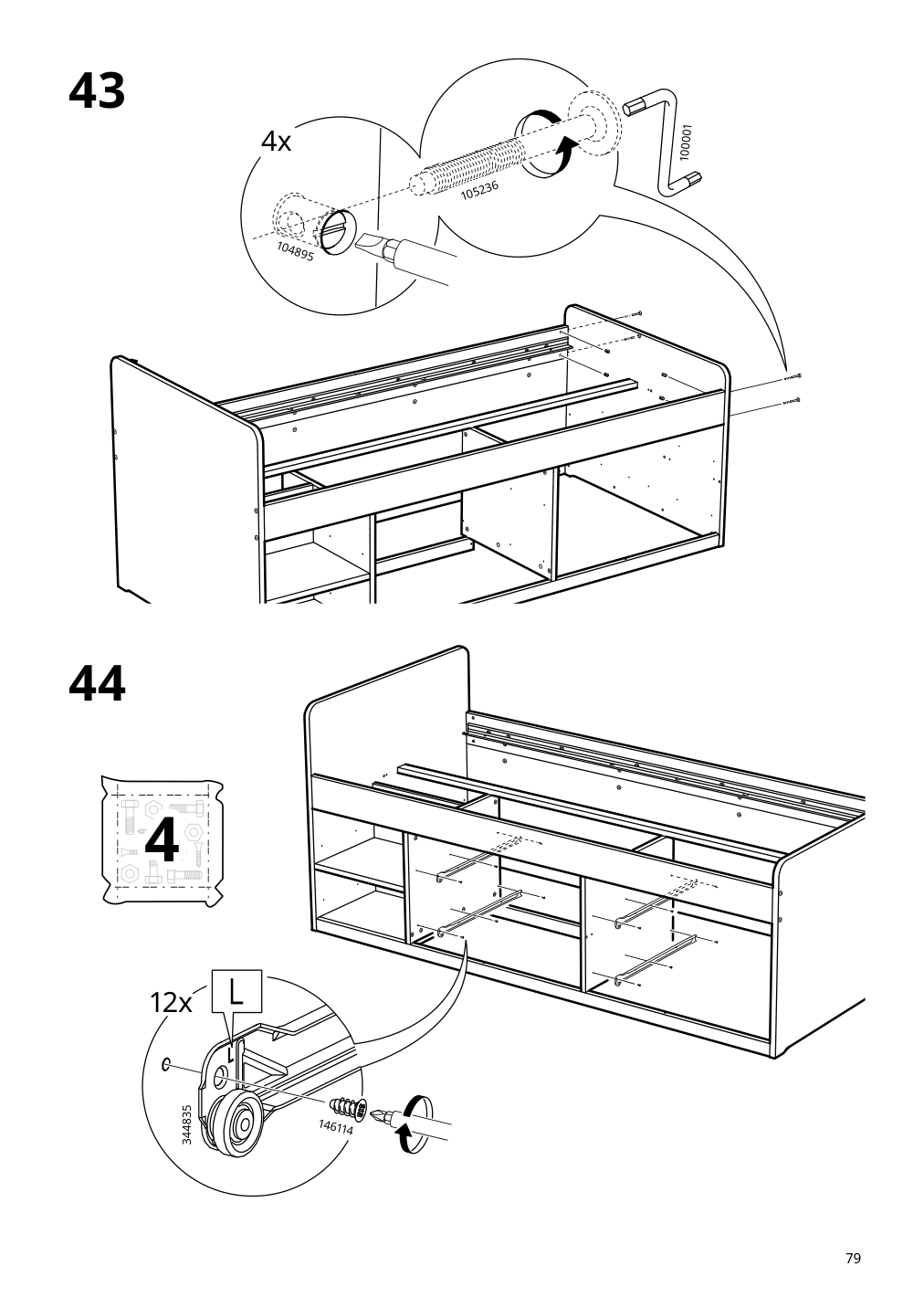 Assembly instructions for IKEA Slaekt bed frame with storage white | Page 79 - IKEA SLÄKT bed frame w/storage+slatted bedbase 292.919.56