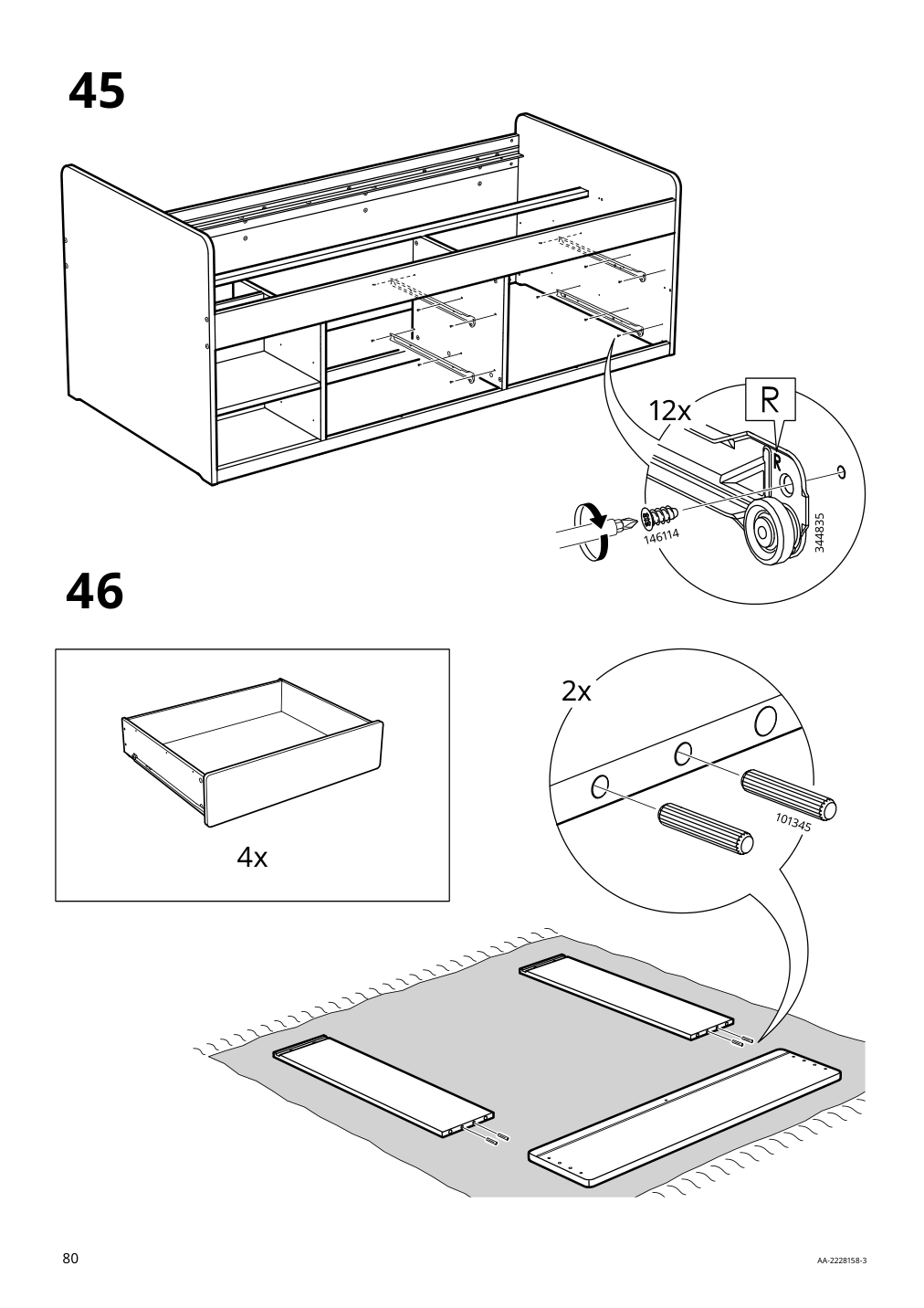 Assembly instructions for IKEA Slaekt bed frame with storage white | Page 80 - IKEA SLÄKT bed frame w/storage+slatted bedbase 292.919.56