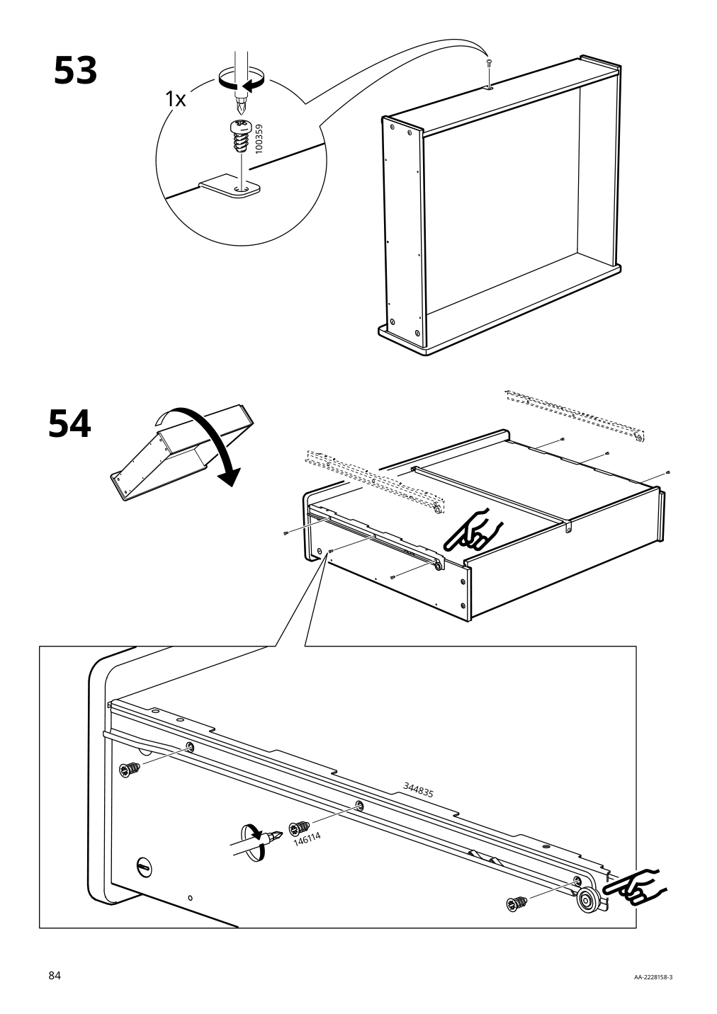 Assembly instructions for IKEA Slaekt bed frame with storage white | Page 84 - IKEA SLÄKT bed frame w/storage+slatted bedbase 292.919.56