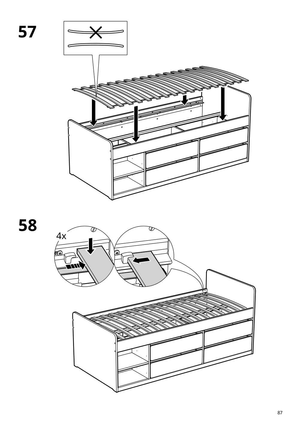 Assembly instructions for IKEA Slaekt bed frame with storage white | Page 87 - IKEA SLÄKT bed frame w/storage+slatted bedbase 292.919.56