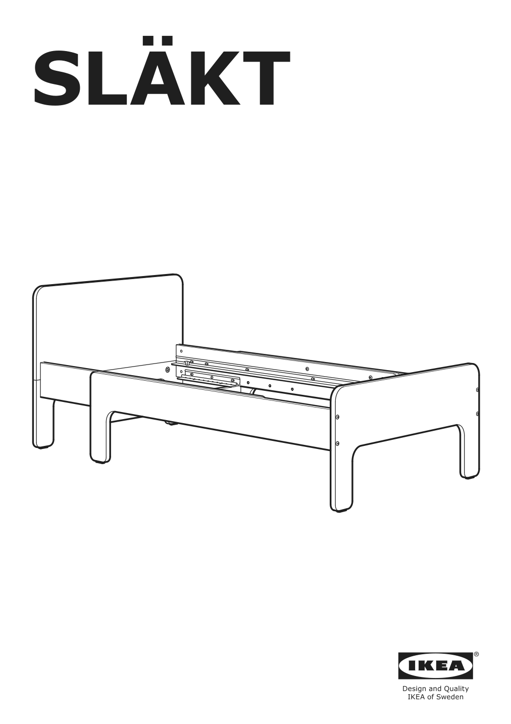 Assembly instructions for IKEA Slaekt extendable bed frame white | Page 1 - IKEA SLÄKT ext bed frame with slatted bed base 693.266.09