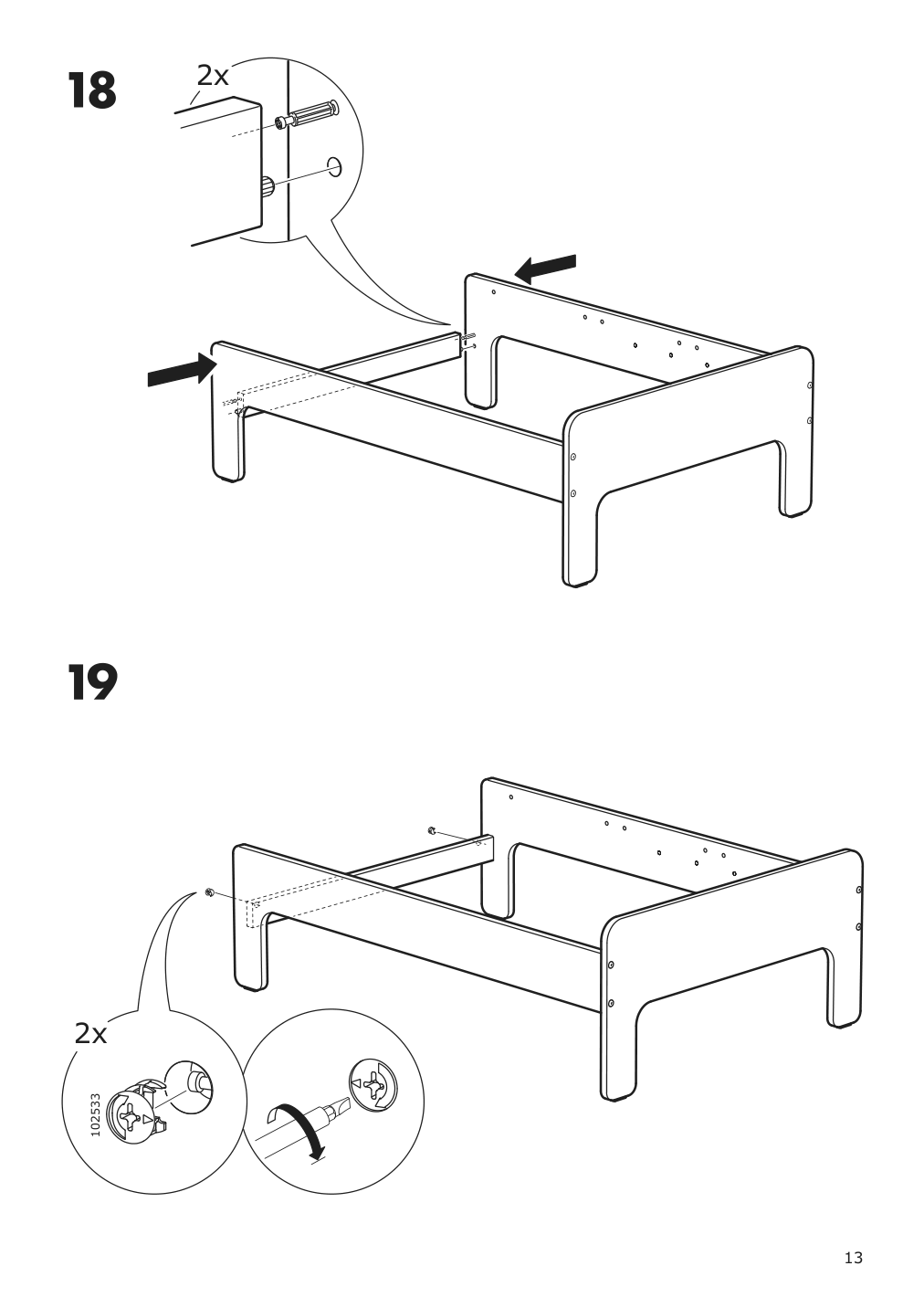 Assembly instructions for IKEA Slaekt extendable bed frame white | Page 13 - IKEA SLÄKT ext bed frame with slatted bed base 693.266.09