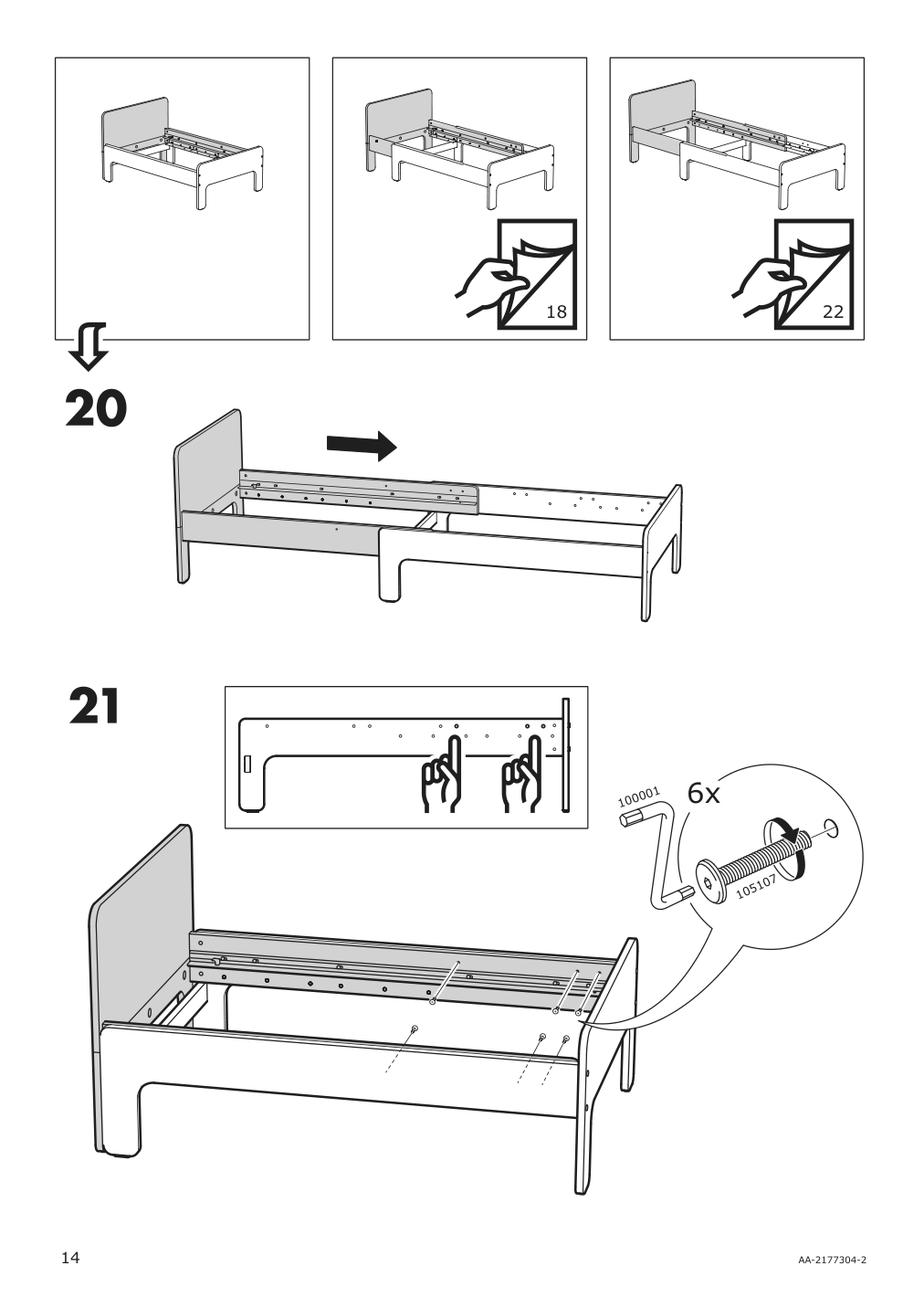 Assembly instructions for IKEA Slaekt extendable bed frame white | Page 14 - IKEA SLÄKT ext bed frame with slatted bed base 693.266.09