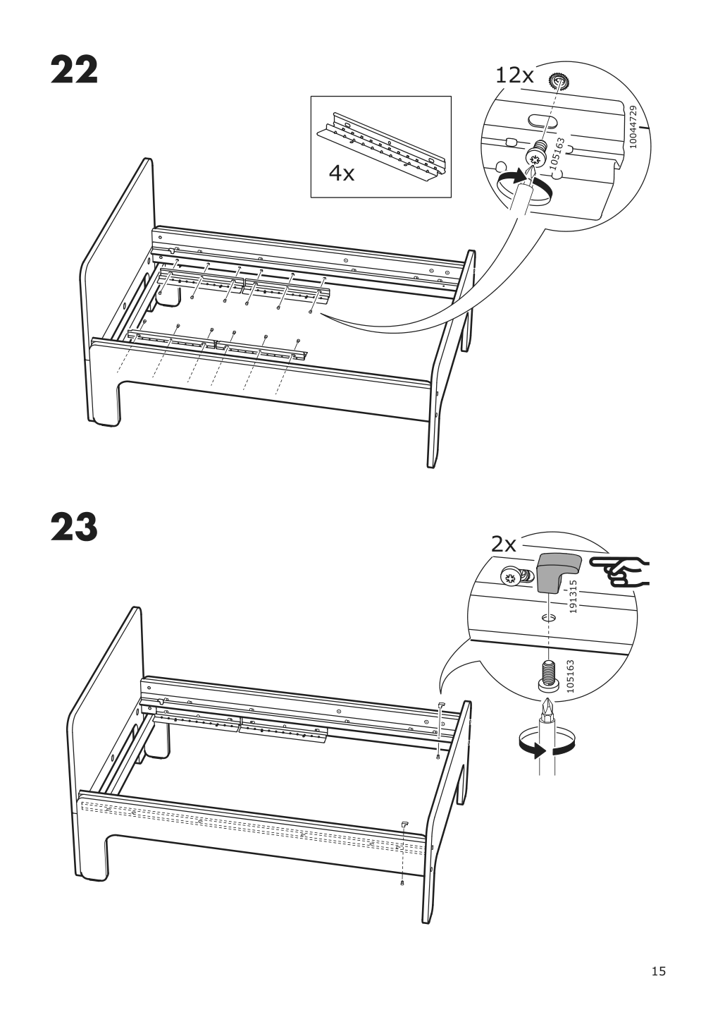 Assembly instructions for IKEA Slaekt extendable bed frame white | Page 15 - IKEA SLÄKT ext bed frame with slatted bed base 693.266.09