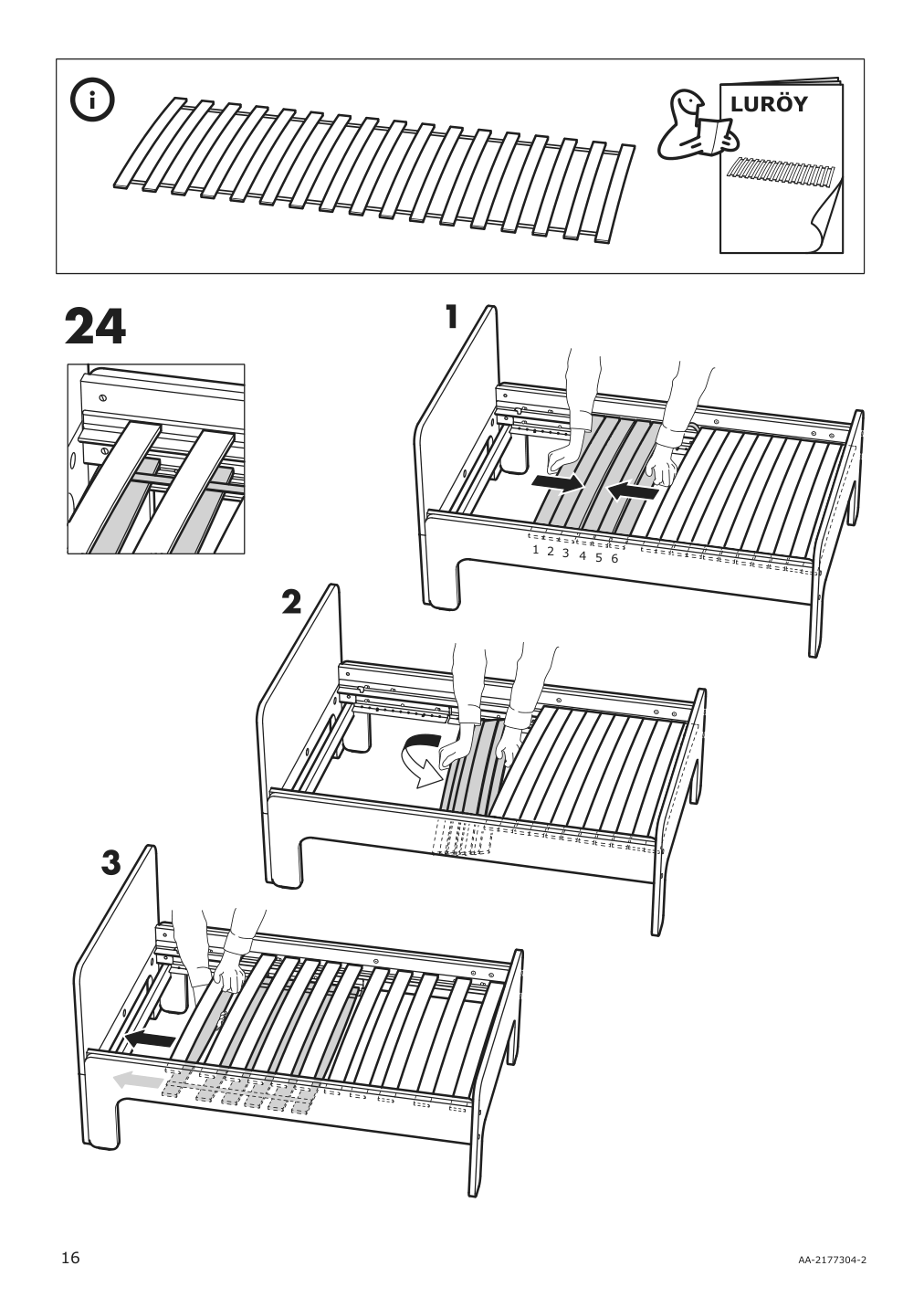 Assembly instructions for IKEA Slaekt extendable bed frame white | Page 16 - IKEA SLÄKT ext bed frame with slatted bed base 693.266.09