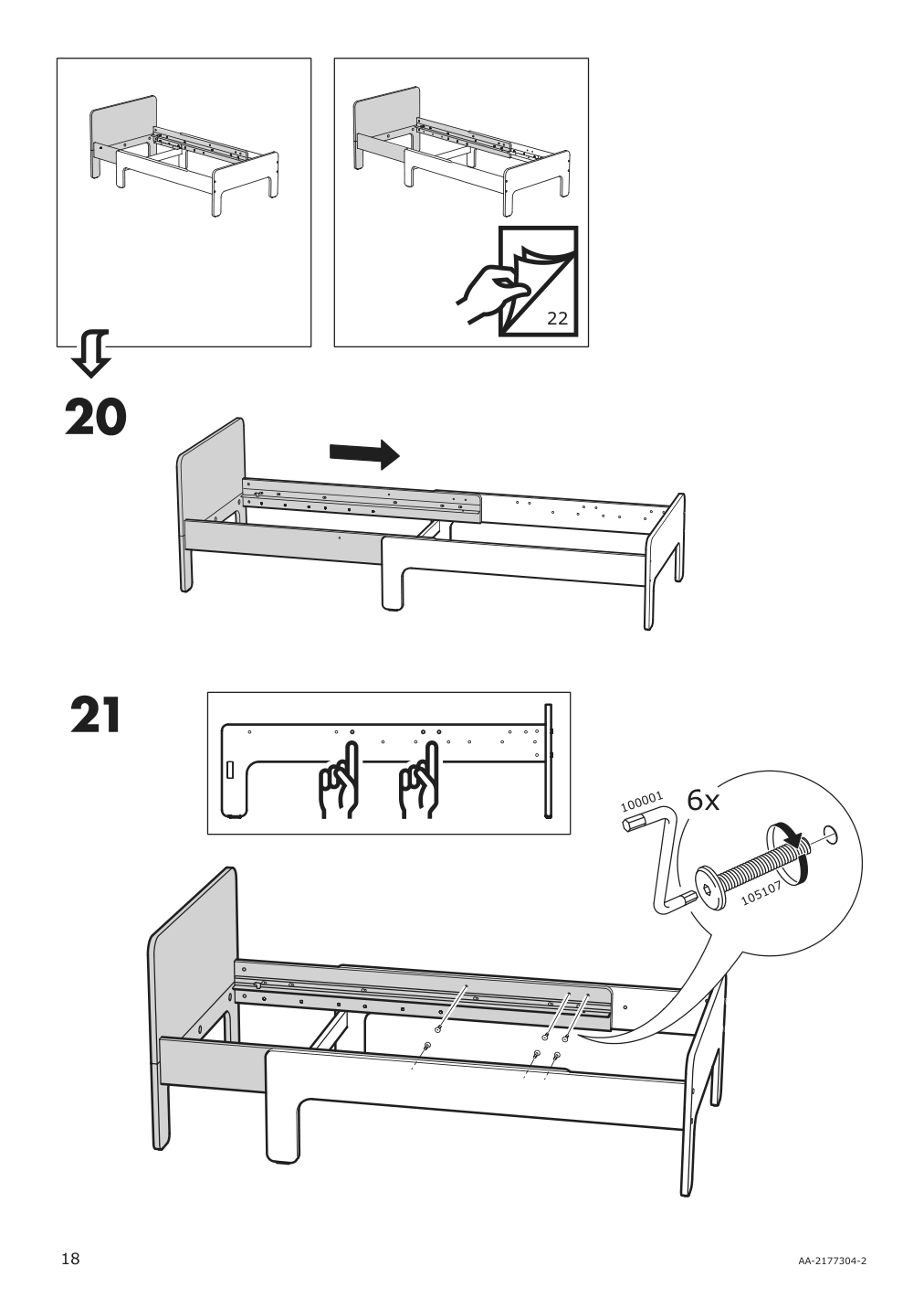 Assembly instructions for IKEA Slaekt extendable bed frame white | Page 18 - IKEA SLÄKT ext bed frame with slatted bed base 693.266.09