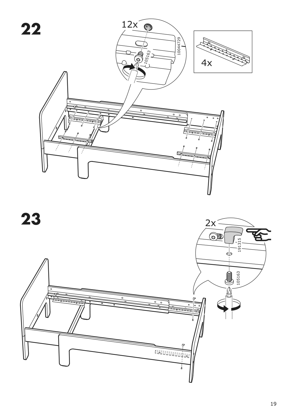 Assembly instructions for IKEA Slaekt extendable bed frame white | Page 19 - IKEA SLÄKT ext bed frame with slatted bed base 693.266.09