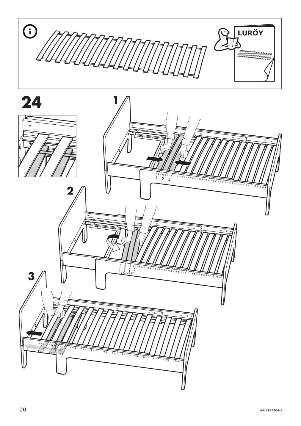 Assembly instructions for IKEA Slaekt extendable bed frame white | Page 20 - IKEA SLÄKT ext bed frame with slatted bed base 693.266.09