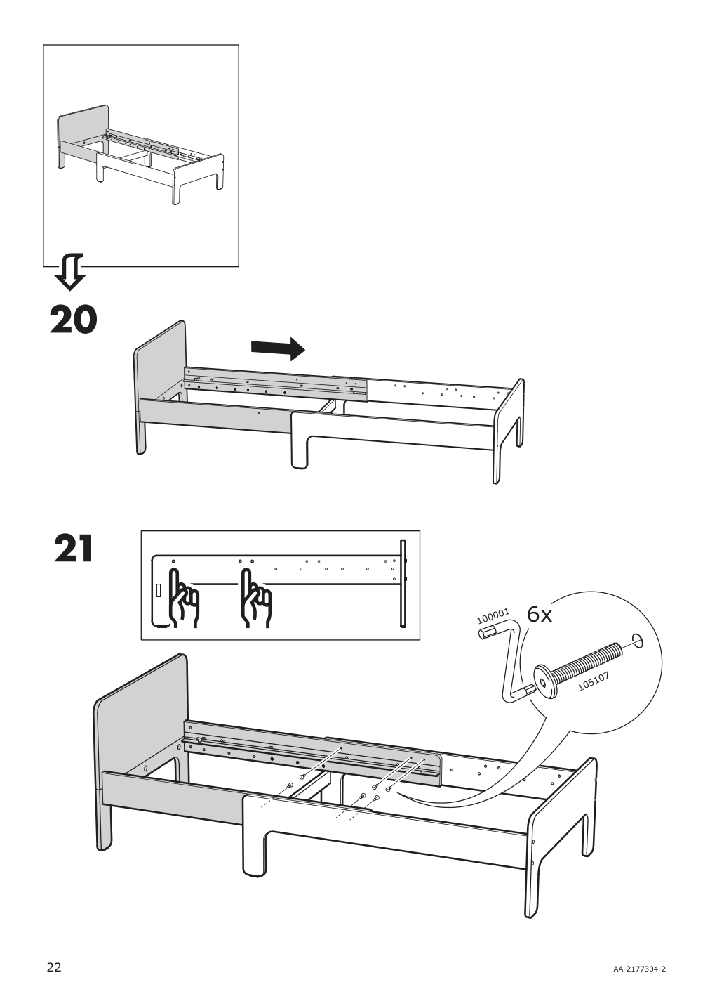 Assembly instructions for IKEA Slaekt extendable bed frame white | Page 22 - IKEA SLÄKT ext bed frame with slatted bed base 693.266.09