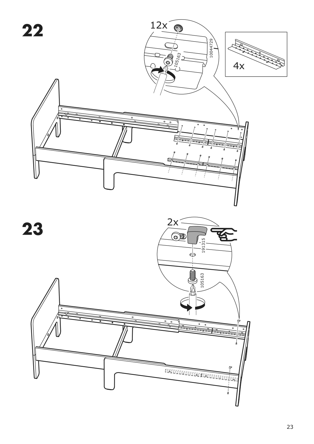 Assembly instructions for IKEA Slaekt extendable bed frame white | Page 23 - IKEA SLÄKT ext bed frame with slatted bed base 693.266.09