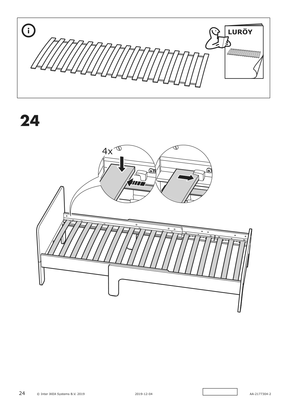 Assembly instructions for IKEA Slaekt extendable bed frame white | Page 24 - IKEA SLÄKT ext bed frame with slatted bed base 693.266.09