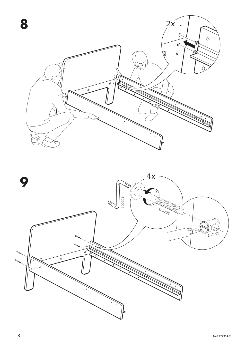 Assembly instructions for IKEA Slaekt extendable bed frame white | Page 8 - IKEA SLÄKT ext bed frame with slatted bed base 693.266.09