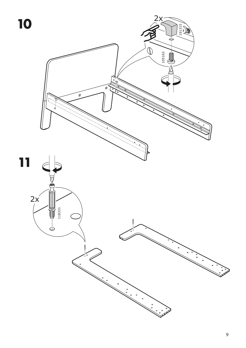 Assembly instructions for IKEA Slaekt extendable bed frame white | Page 9 - IKEA SLÄKT ext bed frame with slatted bed base 693.266.09