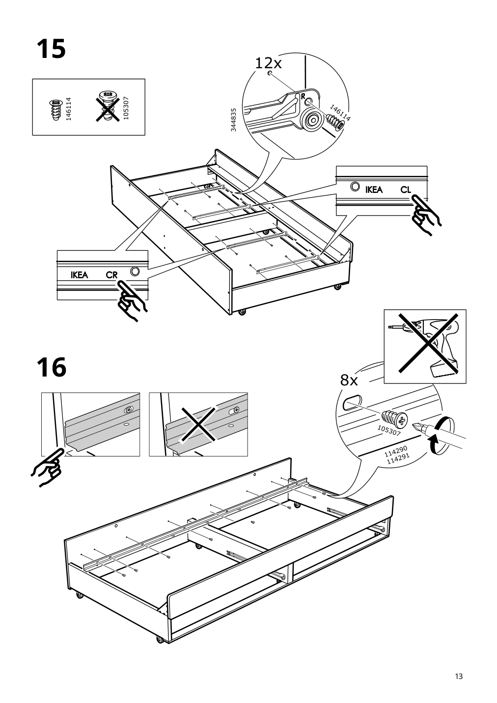 Assembly instructions for IKEA Slaekt pull out bed with storage white | Page 13 - IKEA SLÄKT bed frame w/pull-out bed + storage 892.277.31