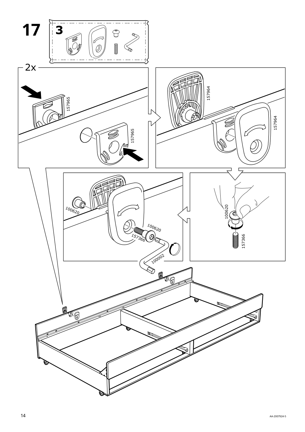 Assembly instructions for IKEA Slaekt pull out bed with storage white | Page 14 - IKEA SLÄKT bed frame w/pull-out bed + storage 892.277.31