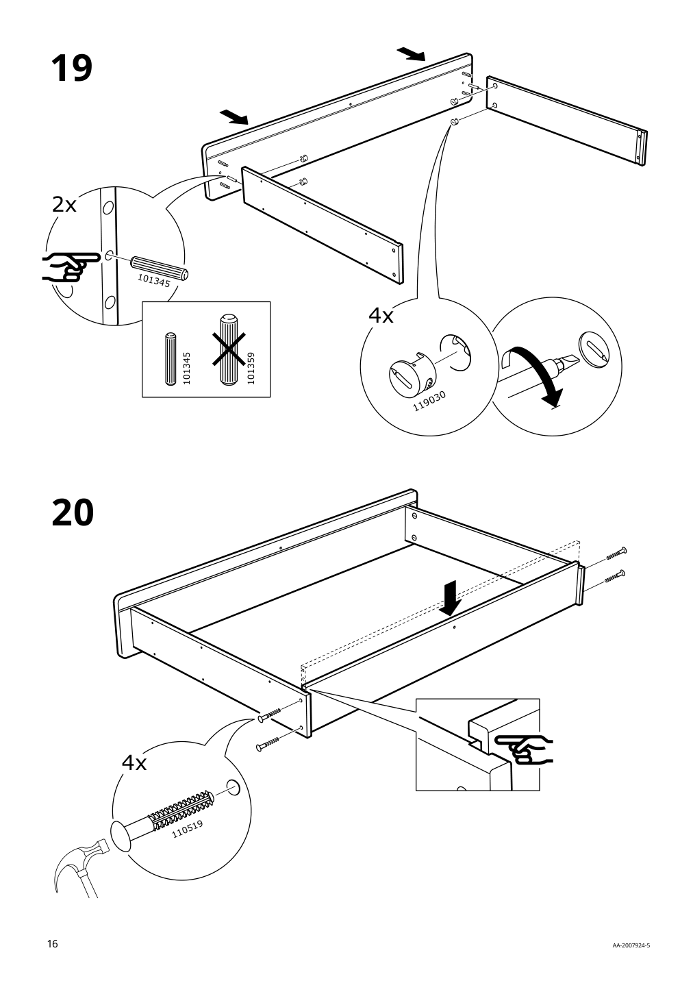 Assembly instructions for IKEA Slaekt pull out bed with storage white | Page 16 - IKEA SLÄKT bed frame w/pull-out bed + storage 892.277.31