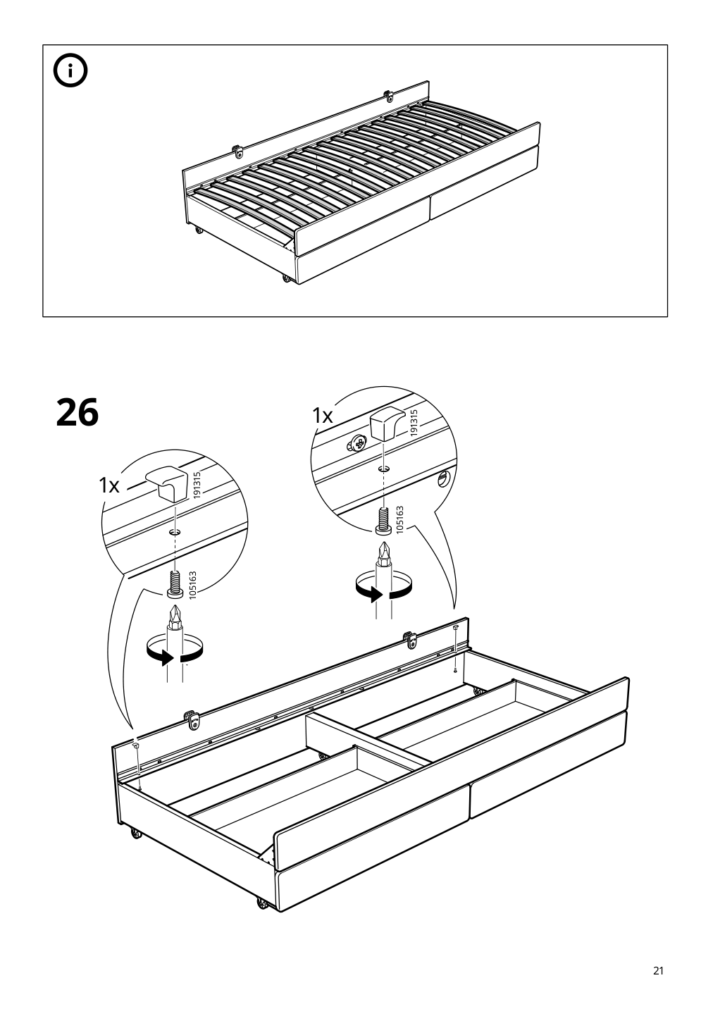 Assembly instructions for IKEA Slaekt pull out bed with storage white | Page 21 - IKEA SLÄKT bed frame w/pull-out bed + storage 892.277.31