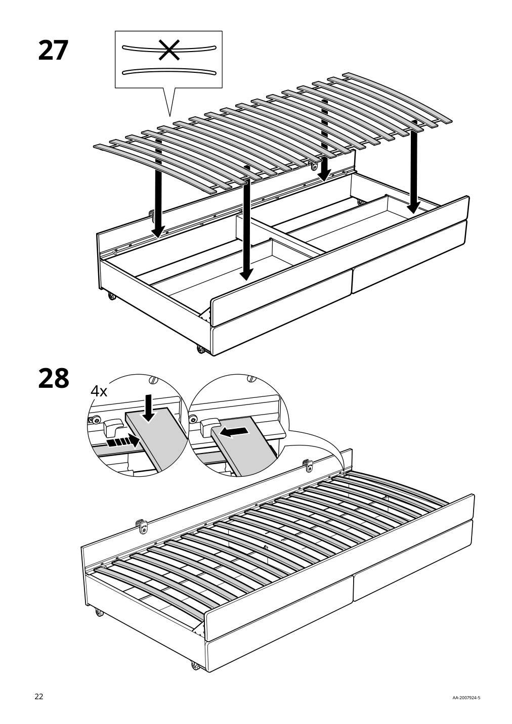 Assembly instructions for IKEA Slaekt pull out bed with storage white | Page 22 - IKEA SLÄKT bed frame w/pull-out bed + storage 892.277.31