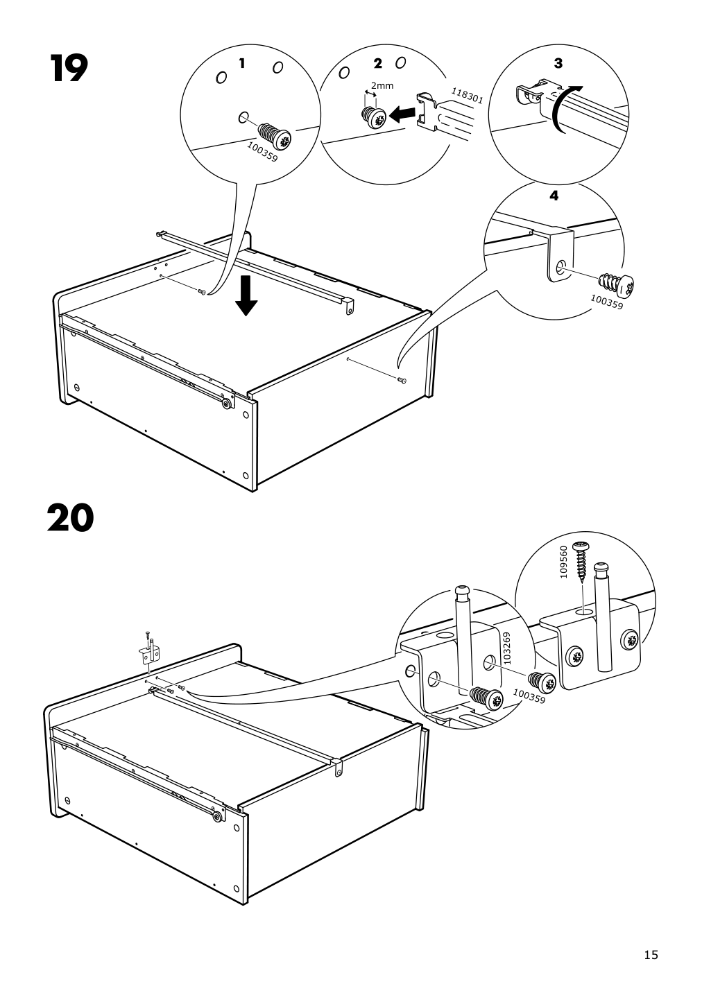 Assembly instructions for IKEA Slaekt storage box with casters white | Page 15 - IKEA SLÄKT storage box with casters 803.629.74