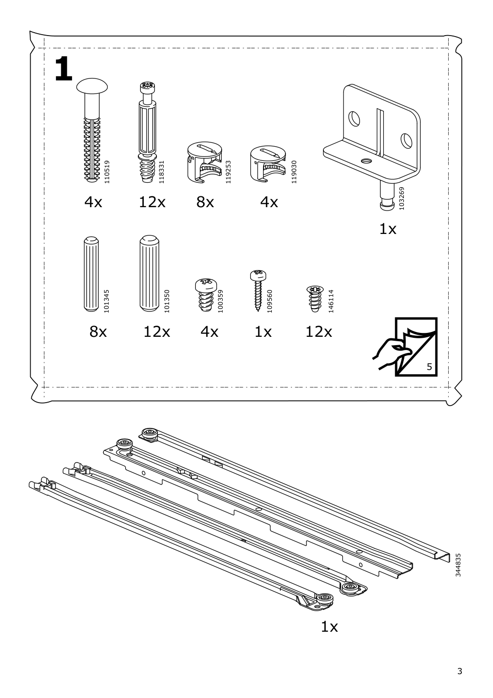 Assembly instructions for IKEA Slaekt storage box with casters white | Page 3 - IKEA SLÄKT storage box with casters 803.629.74